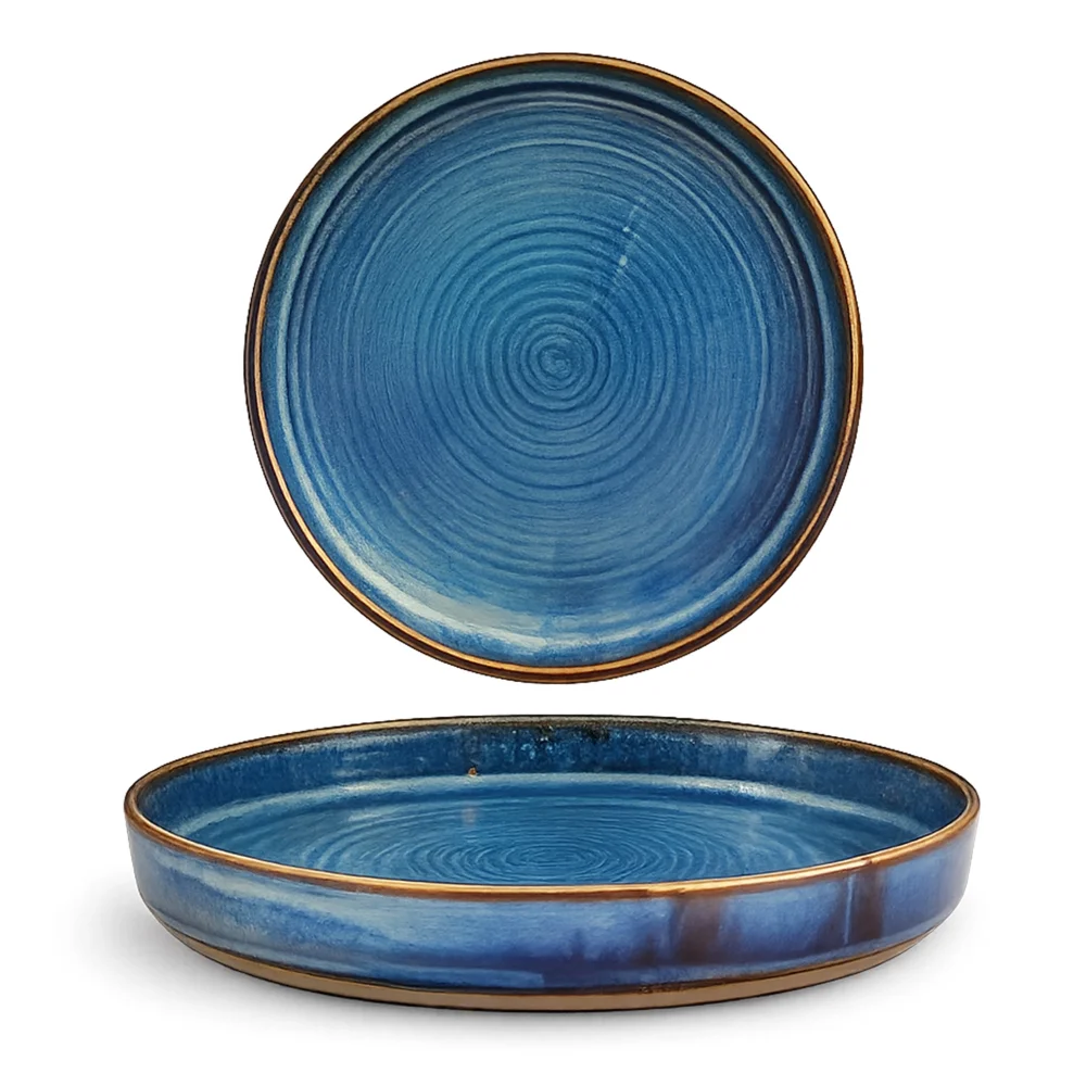 Furtino England Midnight Blue Walled Porcelain Plate 8"