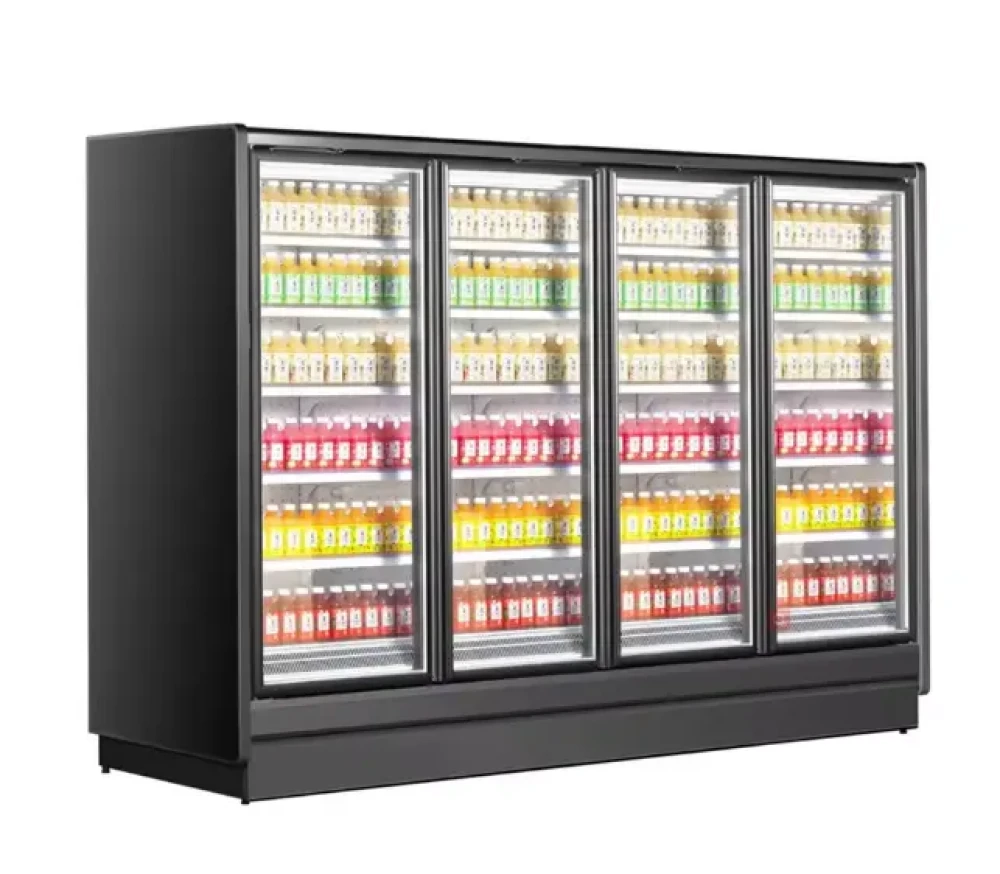 Display chiller, 4 Glass Hinged Doors, 20 Shelves, Fan Cooling, LED Lighting, 299.8 x 85 x 208 cm (L x W X H)