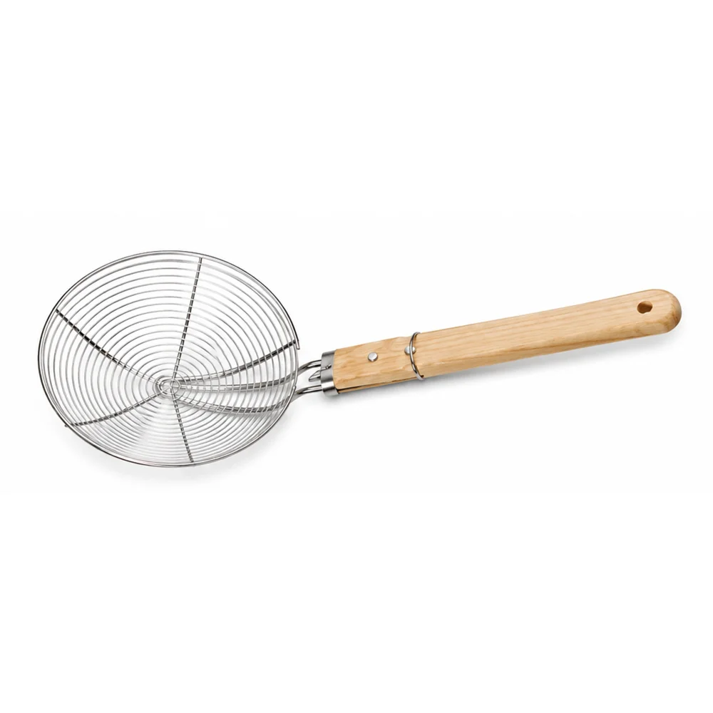 Stainless Steel with Wooden Handle Skimmer Wooden Handle 32 Cm