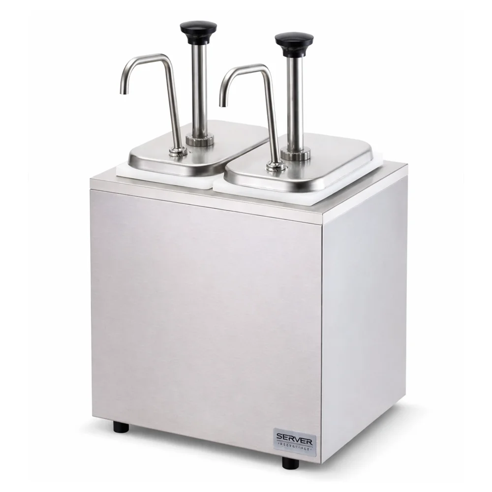 Server, Serving Station, 2 Jars and Stainless Steel Pumps, 3.3 L Capacity, Silver