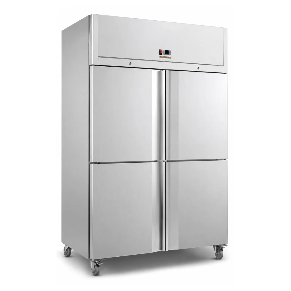 Upright Freezer, 4 Doors, Stainless Steel, Automatic Defrost, 148 cm Width, 83 cm Depth, 204 cm Height, Italian Technology