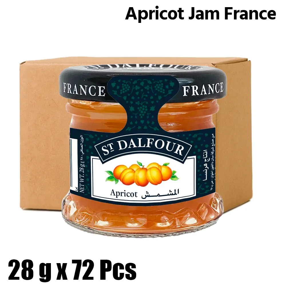 St. Dalfour Apricot Jam, 1 Box (72 Packs x 28g Each)