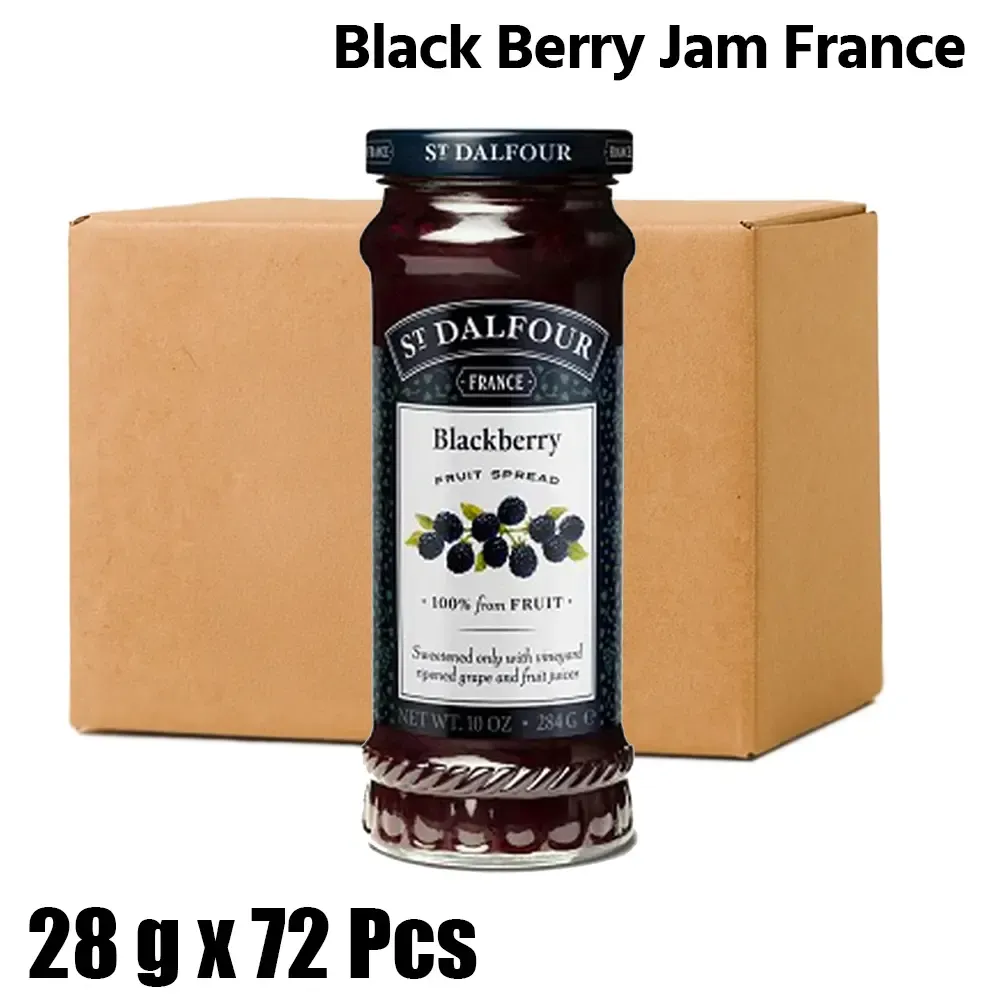 St. Dalfour Black Berry Jam, 1 Box (72 Packs x 28g Each)
