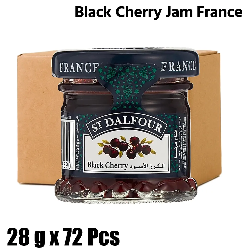 St. Dalfour Black Cherry Jam, 1 Box (72 Packs x 28g Each)
