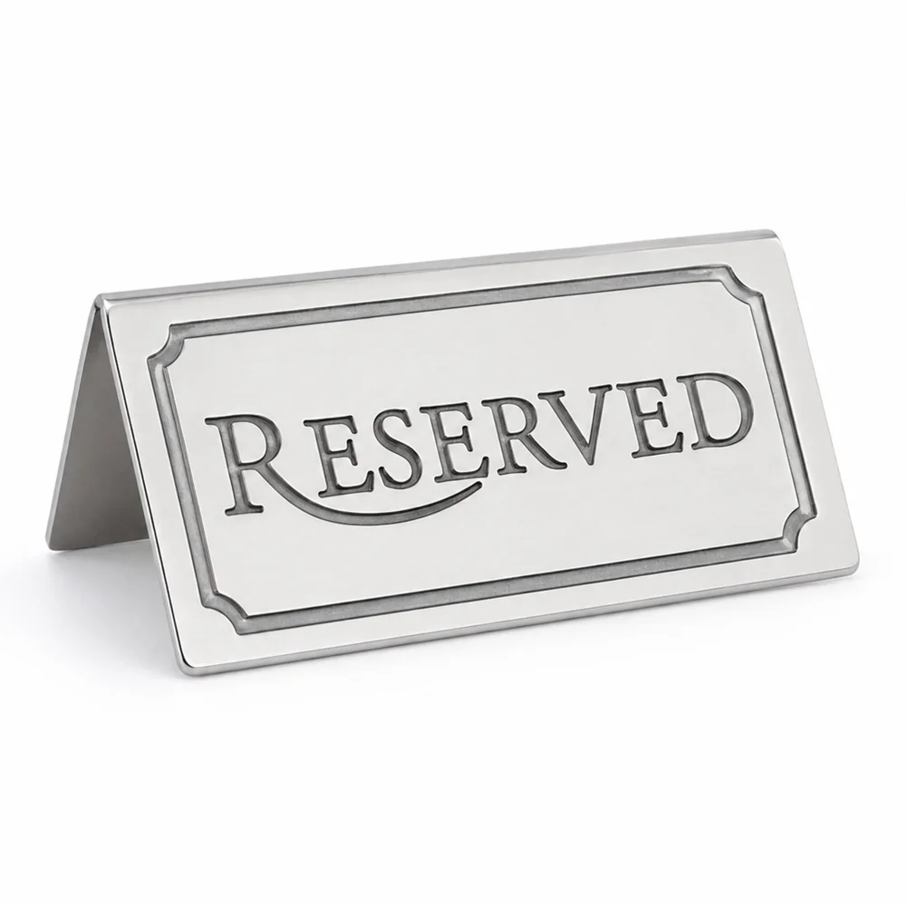 Stainless Steel Signage Tent Reserved 12x6 Cm