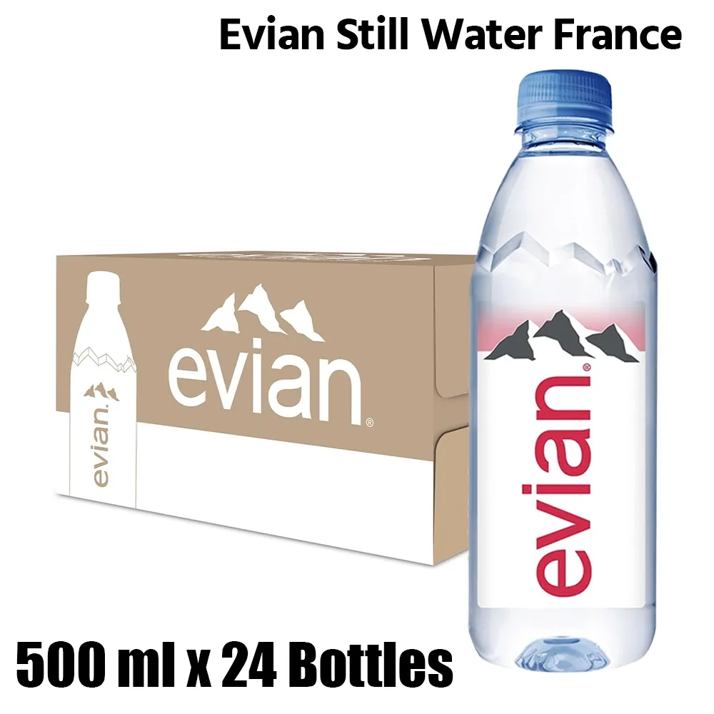 Evian Still Water, France, 1 Box (24 Bottles x 500ml Each)