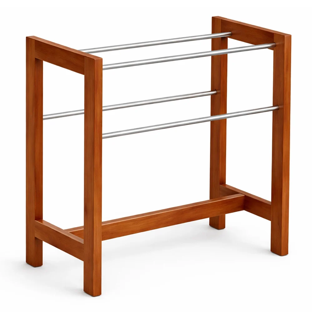 Garment Rack Solid Teak Wood Freestanding Frame for Guest Rooms & Outdoor Balcony 100 × 40 × 80 cm (L × W × H)