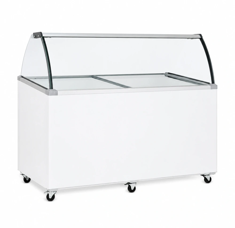 Ice Cream Display Freezer, 520 L Capacity, 12 Bowl Capacity, Static Cooling, White, 118.5 × 90 × 131.5 cm (L × W × H)