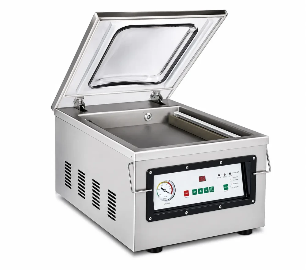 Trooz Line Vacuum Packing Machine Stainless Steel 0.75 kW Chamber Vacuum Sealer 20 m³/h Pump Capacity 54 × 51 × 50 cm (L × W × H)