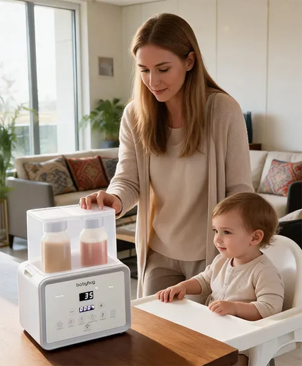 Babyhug 9-in-1 Baby Bottle Sterilizer & Warmer with Fast Drying, Automatic Shut-Off & Defrost Function, 0 Month+, White, 19 × 12 × 16 cm (L x W x H)