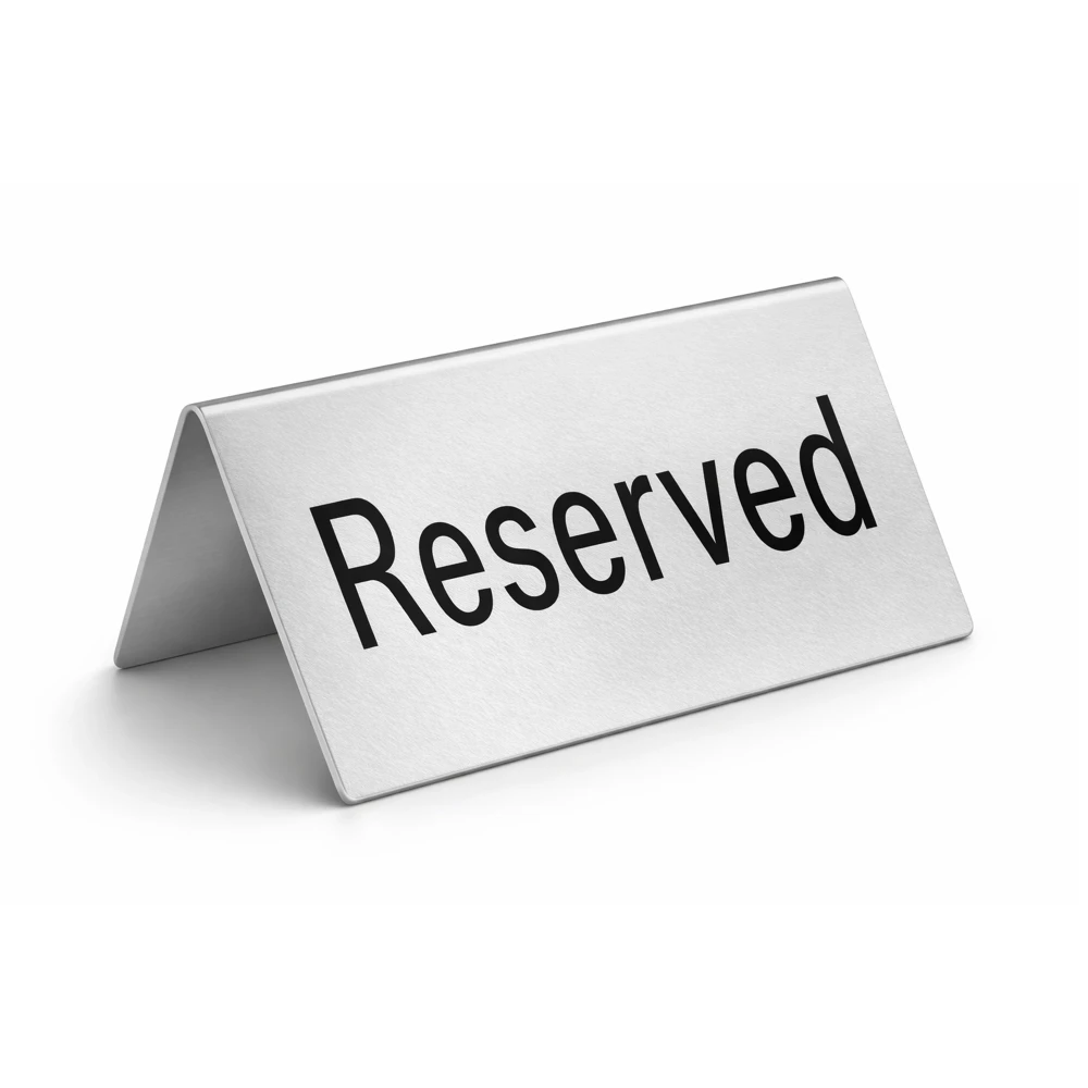 Reserved Sign Board Freestanding Foldable Stainless Steel Stable Tent Design 25.5 cmLength