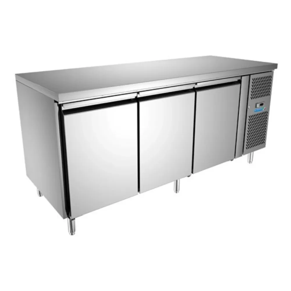 Frostilo Three Door Counter Chiller, 1410 L, 360 W, 220V, Stainless Steel, 179.5 × 70 × 86 cm (L × W × H)