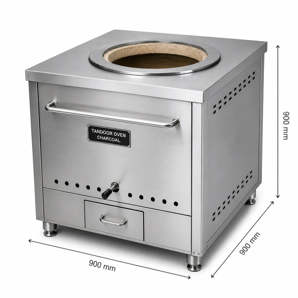 Stainless Steel Charcoal Tandoor Oven 900 × 900 × 900 mm (L x W x H)