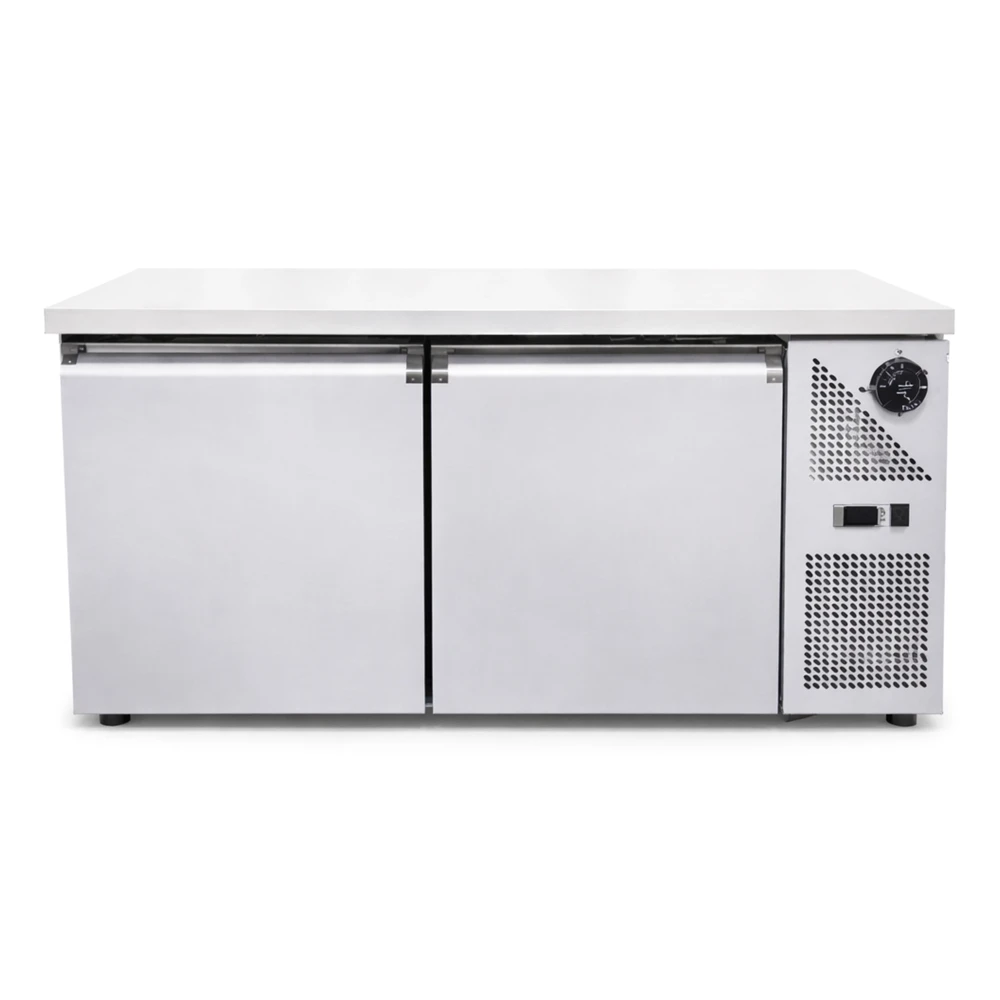 Undercounter Chiller 314L Capacity Electric 2 Doors Ventilated Cooling Stainless Steel 136 × 70 × 86 cm (L × W × H)