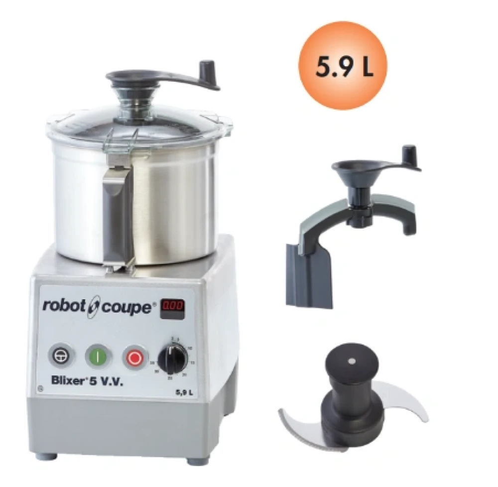 Robot Coupe Commercial Food Processor 5.9 L, 1500 W, Variable Speed 300-3500 RPM, 28 × 36.5 × 54 cm (L x W x H)