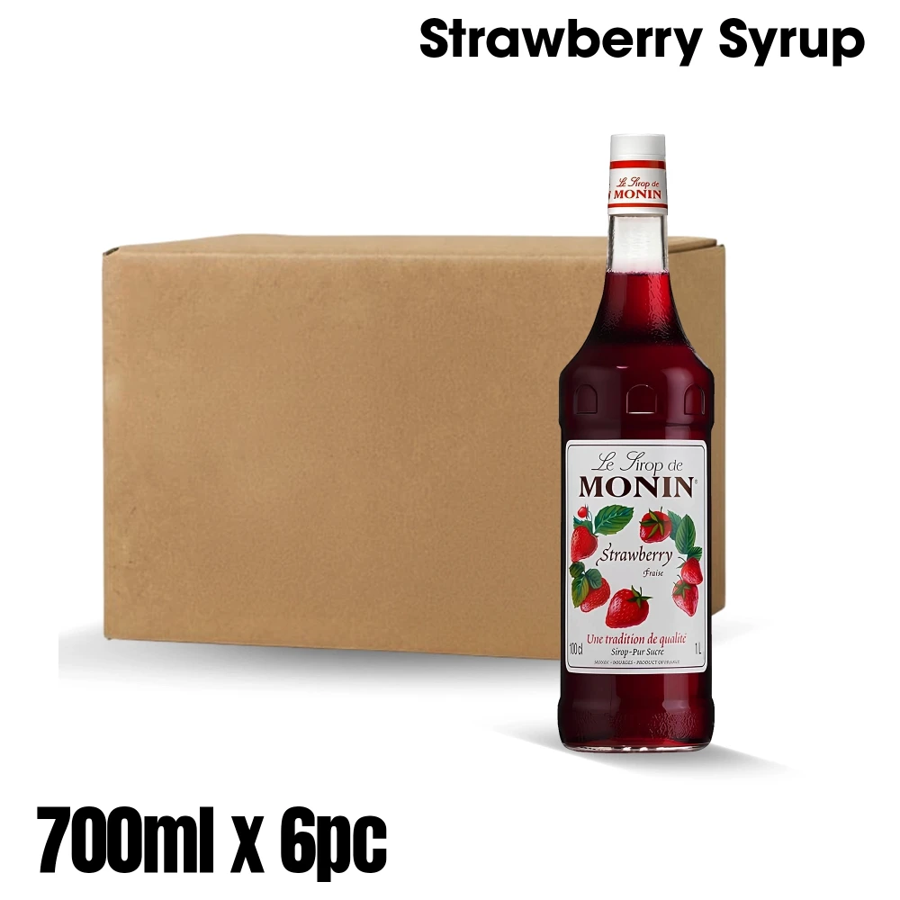 Monin, Syrup, Strawberry Flavor, 700 ml, Glass Bottle, Pack of 6
