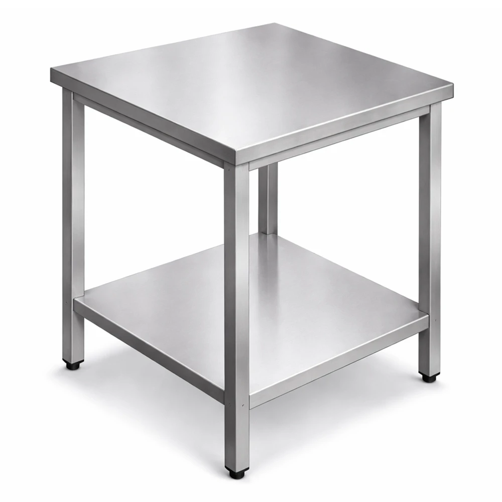 Work Table Stainless Steel Chrome Finish Bottom Shelf Compact Design 70 × 60 × 60 cm (L × W × H)
