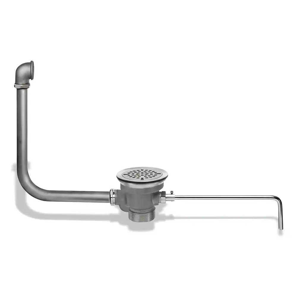 Fisher, Waste Valve with Flat Strainer and Overflow, Brass, Silver