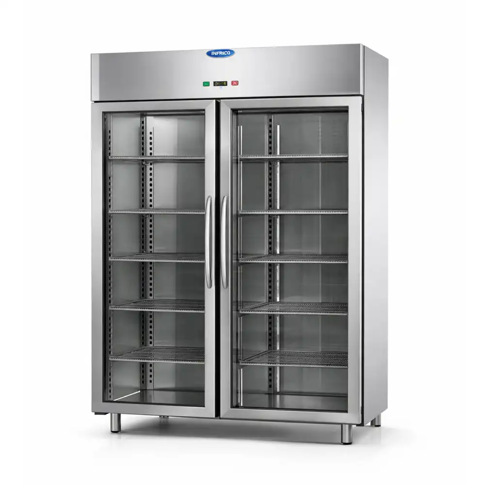 Tecnodom, Upright Freezer, 1400L, 2 Glass Doors, Electric