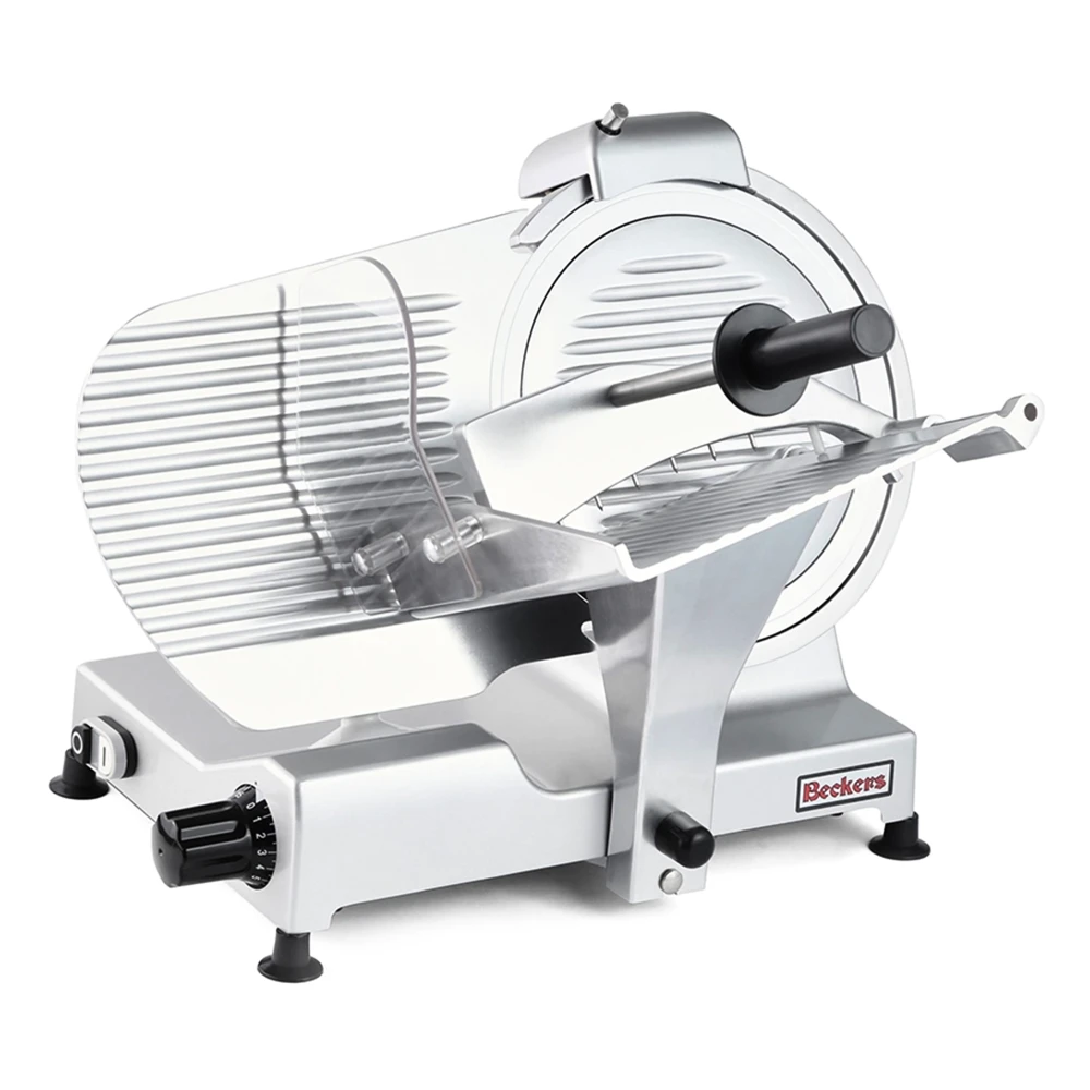 Beckers Meat Slicer 160W, 22 cm Blade, 0-1.5 cm Cutting Thickness, 230V, 39 × 51 × 38 cm (L x W x H)
