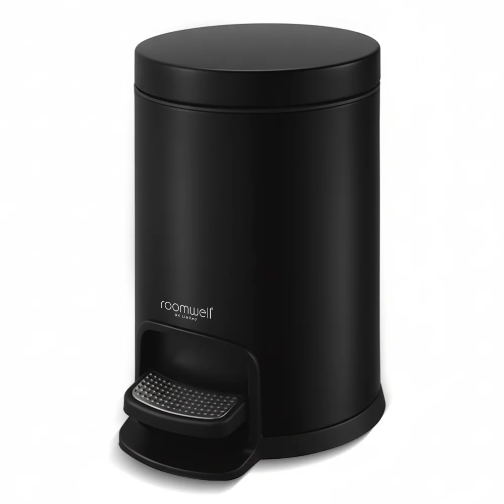 Roomwell, Action Pedal Waste Bin, Round, 3L, Black