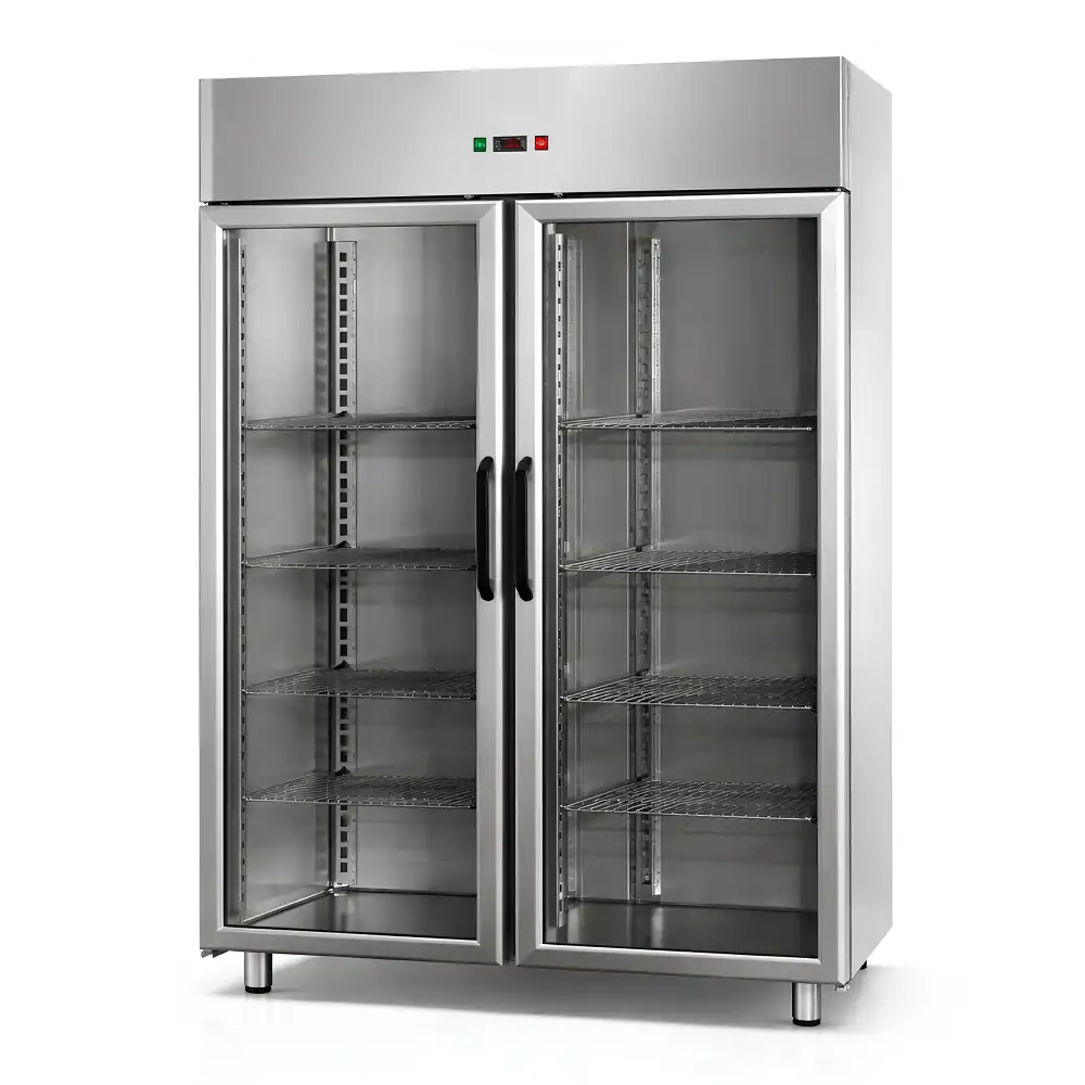 Tecnodom, Freezer, 1400L, 2 Glass Doors, Ventilated, GN 2/1 Trays, Electric