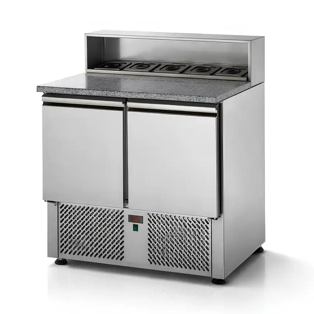 Tecnodom, Saladette Refrigerator, 220 L, 2 Doors, Stainless Steel, Silver