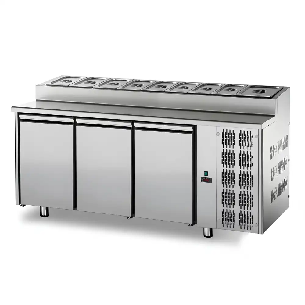Tecnodom, Refrigerated Counter With Snack Top, 460 L, 3 Doors, Electric, Silver