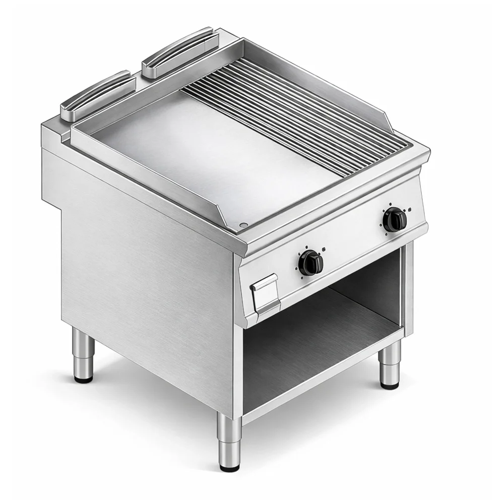Tecnoinox, Griddle On Open Cabinet, 2 Heating Zones, 12 kW, Electric, Silver
