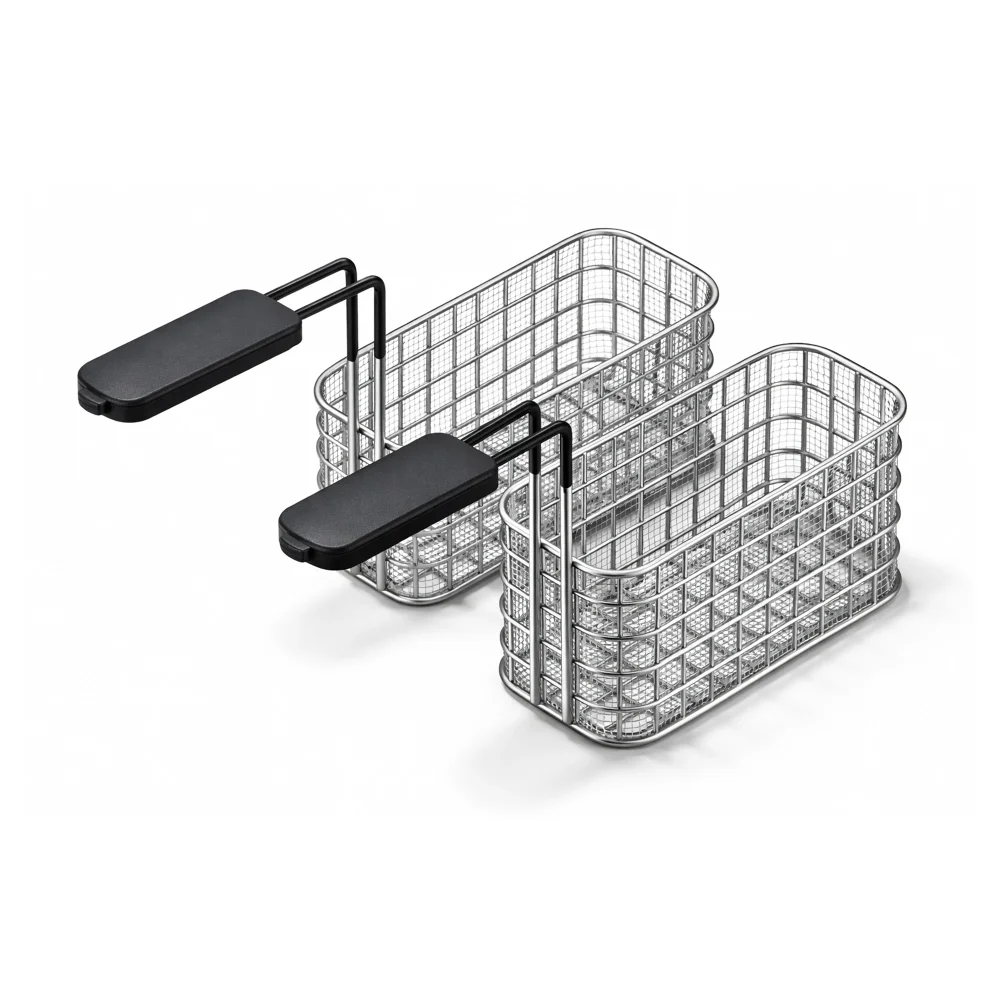 Tecnoinox, Fryer Basket, Stainless Steel, Silver, 17 L Capacity, Wire Mesh Design, 2-Piece Set