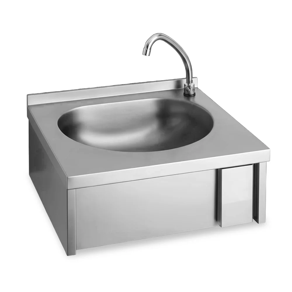 Docriluc, Hand Wash Basin, 1 Bowl, 1 Knee-Level Push Button, 40 cm Width, 32 cm Depth