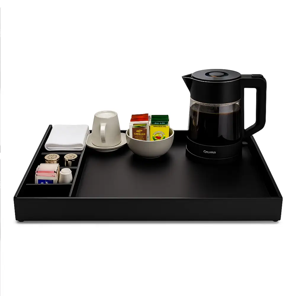 Roomwell, Manchester Amenities Tray, Black, 3 Compartments