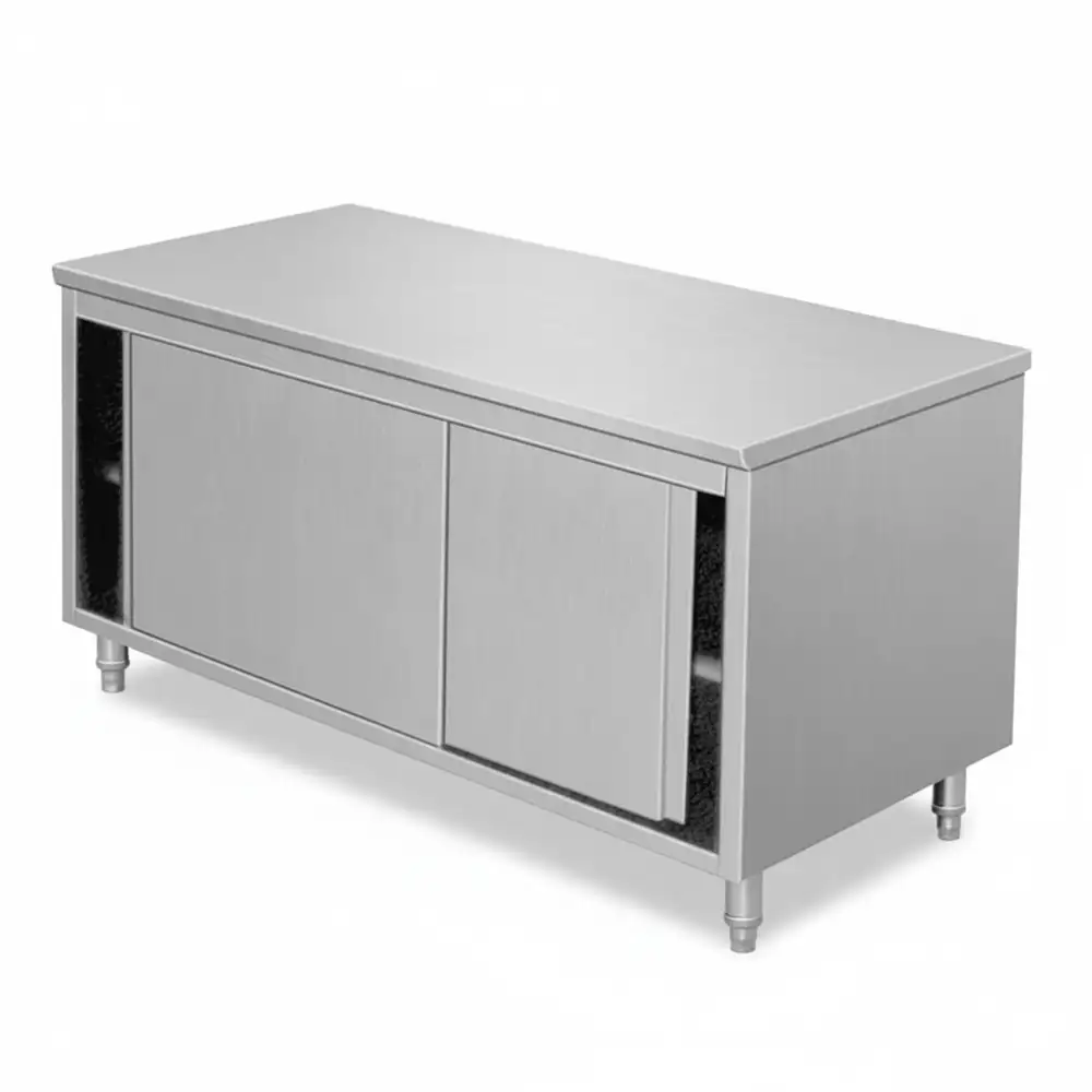 Arex, Work Table, Cupboard, Sliding Doors, Free Standing, Adjustable Feet, 120 cm Width