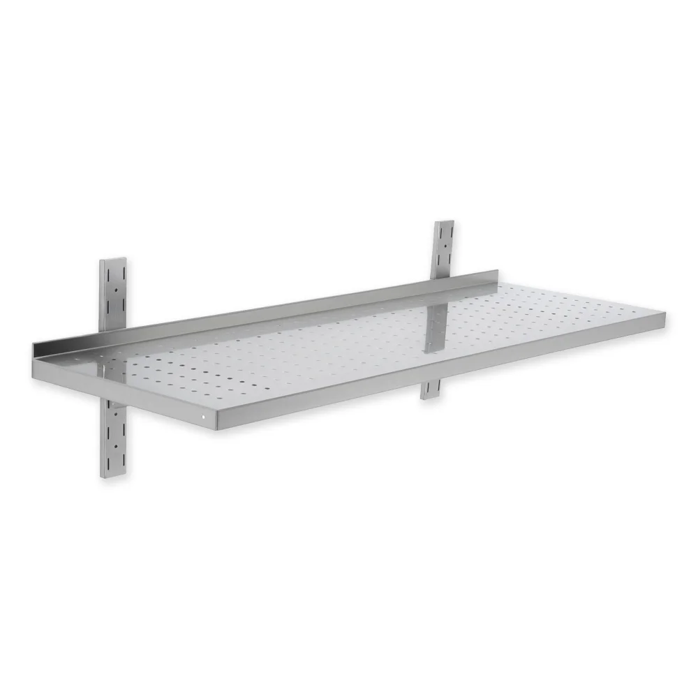 Culinex, Perforated Wall Shelf, Stainless Steel, 1.2 mm Thick Sheet, Fixing Brackets, Silver Finish