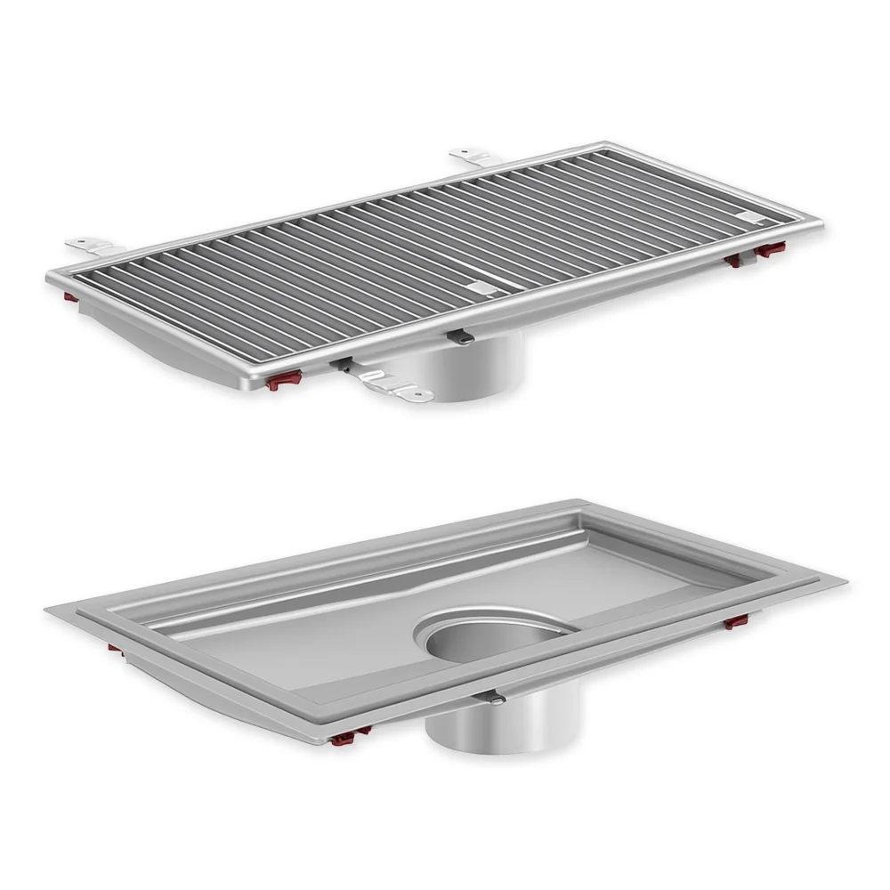 Culinex, Drainage Channel, Stainless Steel, Rectangular, Removable Grid