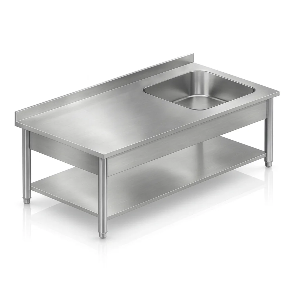 Culinex, Work Table with Hand Wash Sink, Stainless Steel, 30mm,Adjustable Feet