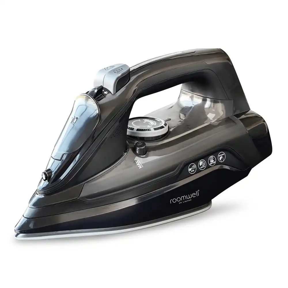 Roomwell Xpress Steam PLus Iron 2400 W, Scratch Resistant Double Ceramic Soleplate, Auto Shutoff, Anti-Drip, Self-cleaning,  Color Black