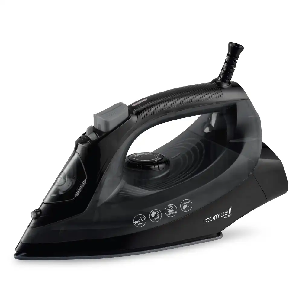 Roomwell Xpress Iron 2000 W, Scratch Resistant Ceramic Soleplate, Auto Shutoff, Anti-Drip, Self-cleaning,  Color Black