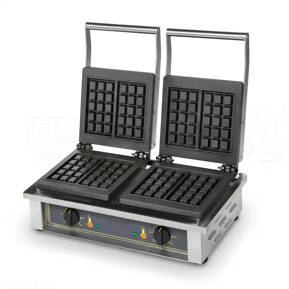 Roller Grill, Double Waffle Iron, 4 Waffle Capacity, 3 kW, Electric, Stainless Steel, Silver