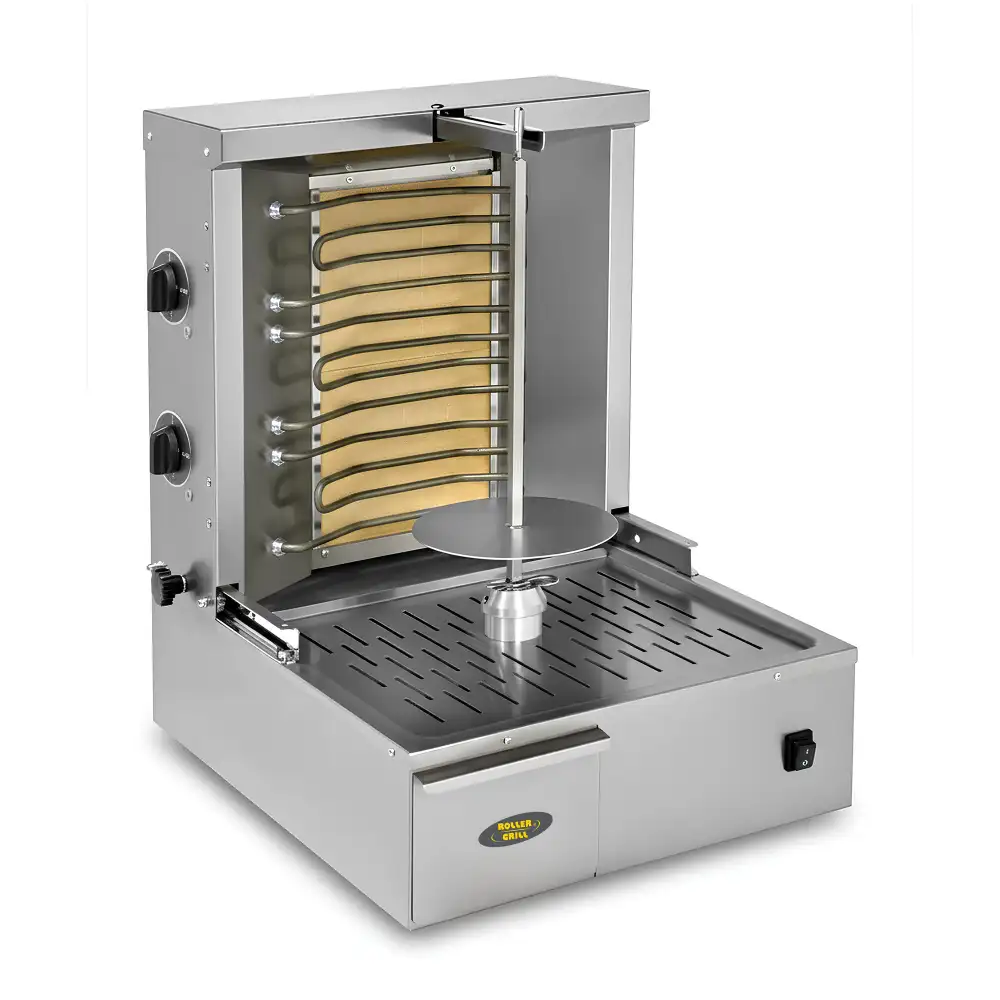 Roller Grill , Stainless Steel , Gyros Grill , Electric,  3.6 kW Power, 15 kg Meat Capacity, Silver Finish
