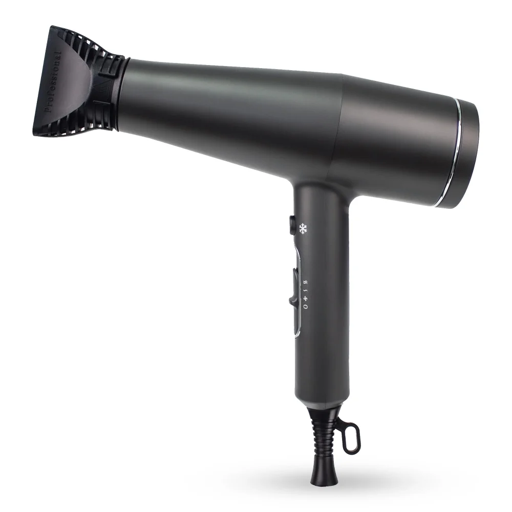 Roomwell Neo Hair Dryer, Fast Drying Powerful 1800 W, Lightweight, Ultra-Quiet, Overheating Safety, Concenrator, Ionic Conditioning, 2 Speed & 3 Heat Setting, Color Grey