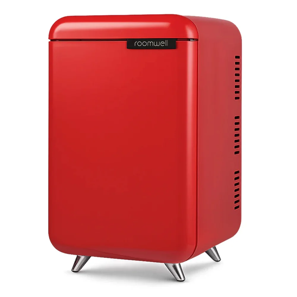Roomwell Retro Compressor Minibar 38 Litres, H 65.5 x W 40 x D 44 cm, Energy Efficient, Fast Cooling, Color Red