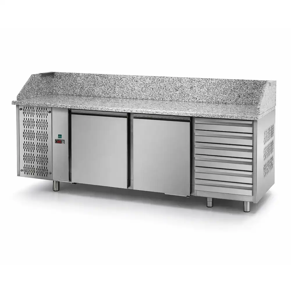 Tecnodom, EKO Pizza Counter, Granite Top, 2 Doors, 6 Neutral Drawers, 310 L