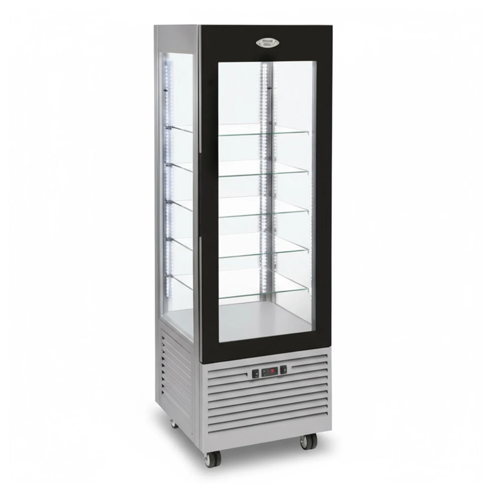 Roller Grill, Display Cabinet, Hinged Doors, 5 Shelves, 360 L, Black