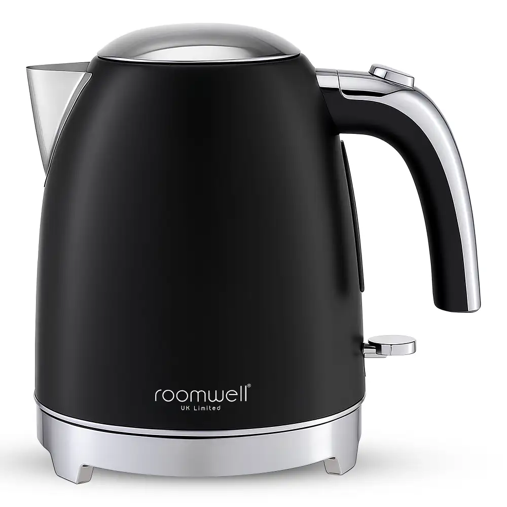 Roomwell, Retro Electric Kettle, 1L, Black Stainless Steel