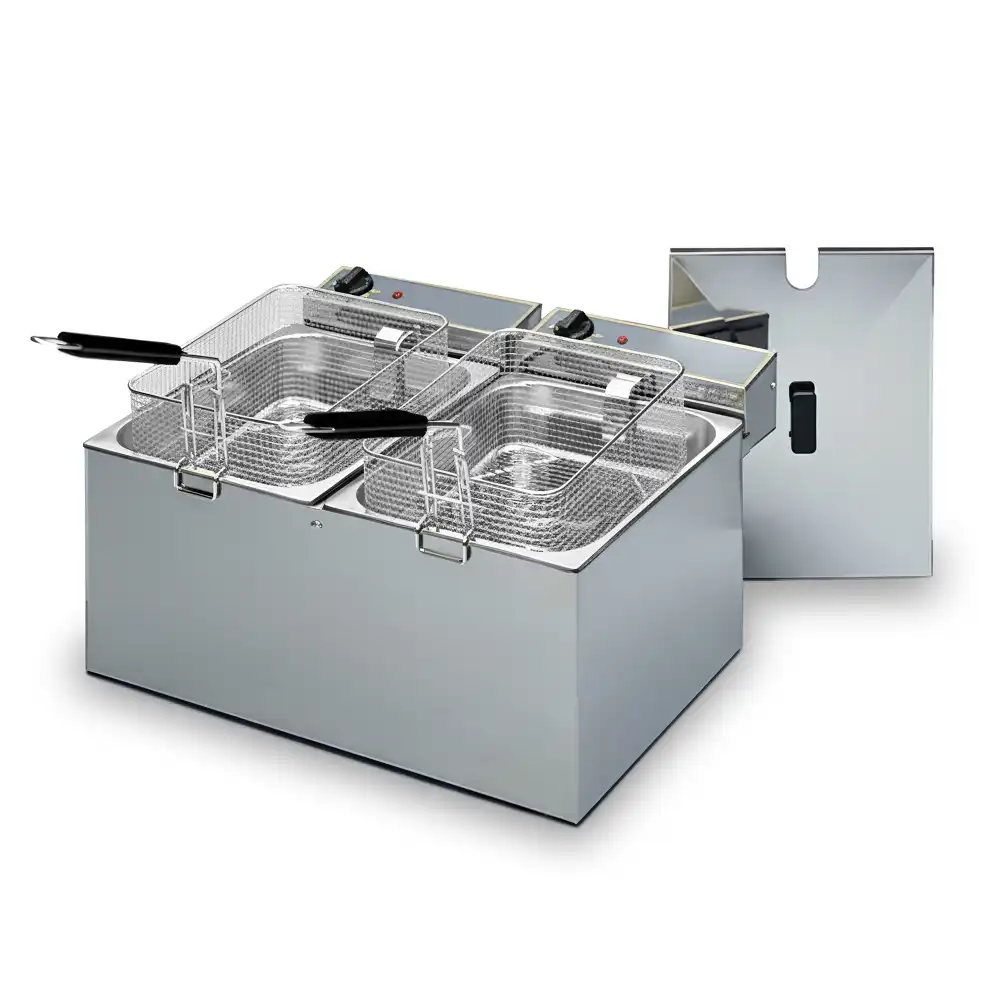 Roller Grill, Double Tank Fryer with Draining System, 16 L, Electric, 30 kg/h Output