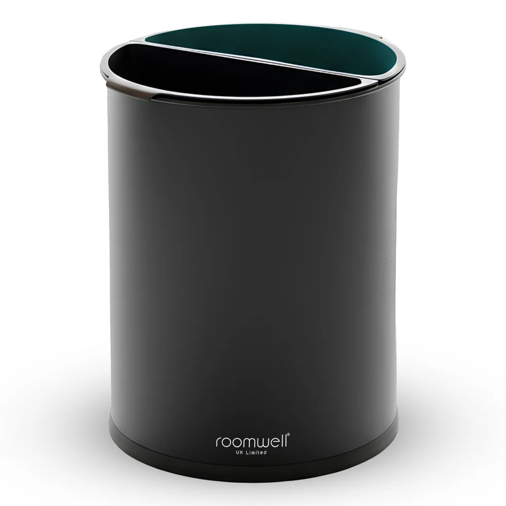 Roomwell Metal Duo Seperation Recycle Bedroom Bin 2 x 5 Litres, Color Black