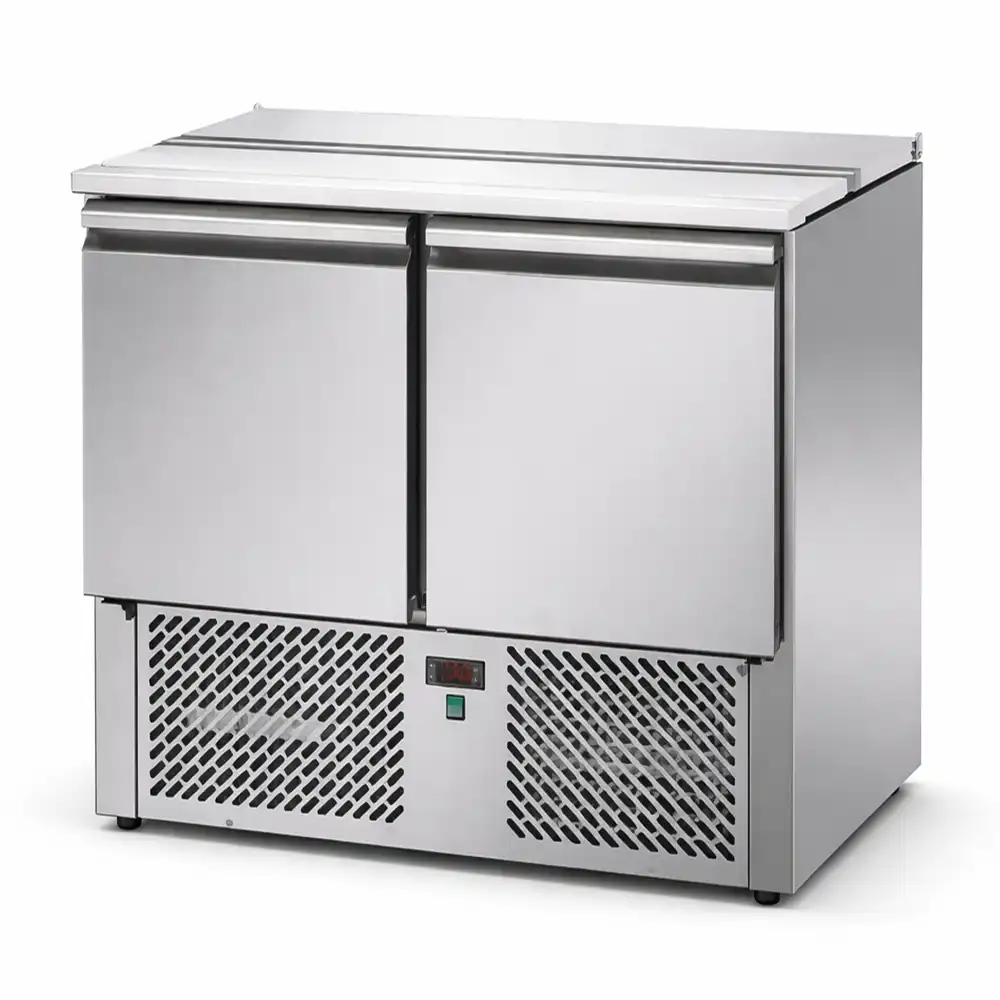 Tecnodom, Saladette, 2 Doors, Polyethylene Worktop, Stainless Steel Lid, Electric