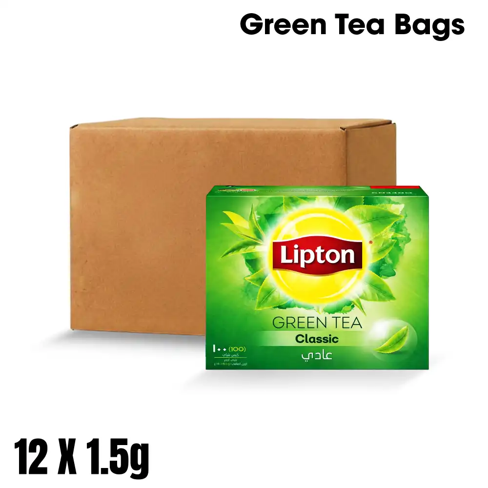 Lipton, Tea Bags, Green Tea Pure, 100 Tea Bags, 1.5 g, 12 Packs