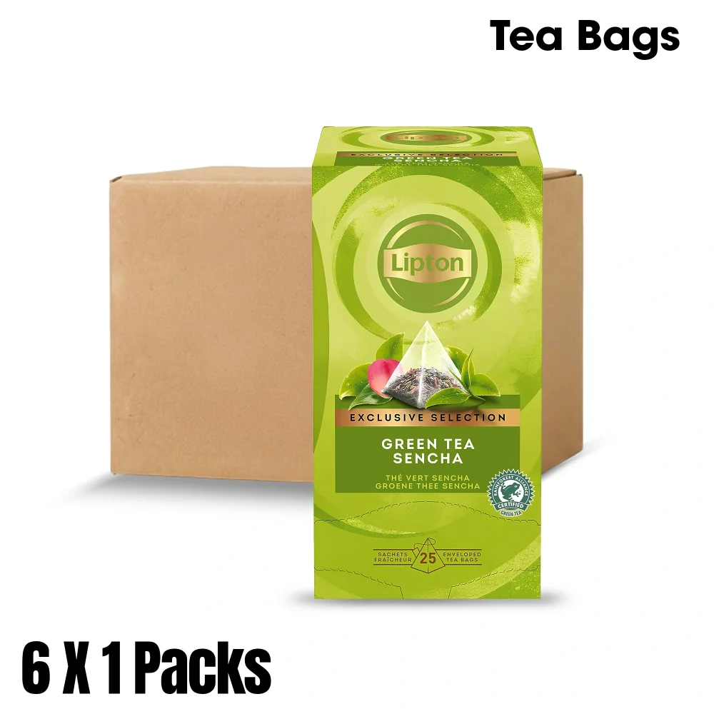 Lipton, Tea Bags, Green Tea Sencha, Pyramid Enveloped, 25 Tea Bags